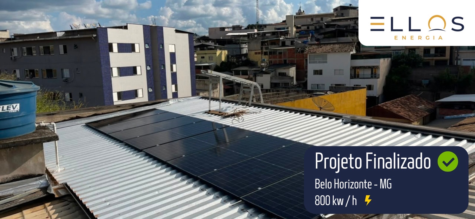 Projeto de energia solar realizado pela Ellos Energia em Belo Horizonte, Minas Gerais